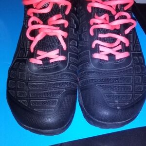 Reebok Black Shoes with Pink Laces